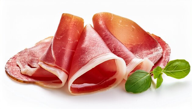 Sliced Prosciutto Crudo Isolated On A White Background