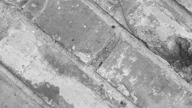 Authentic old black brickwork background. Damaged old brick wall, vintage. Scratched brick wall,animation