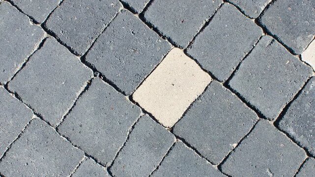 Cobblestones, paving slabs, alley. Dark and light brick avenue. Brick road, architectural design,animation