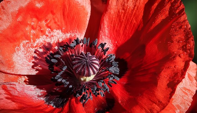 Red Poppy Close Up From Above Abstract Nature Background