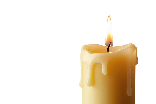 Warm golden candle flame with flowing wax