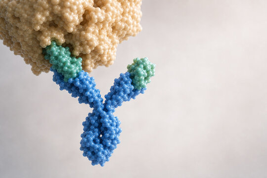 Monoclonal antibody binding target antigen molecular illustration