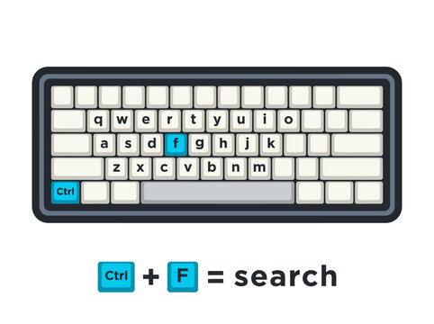 Keyboard Shortcut Ctrl+F for Search Function Flat Illustration