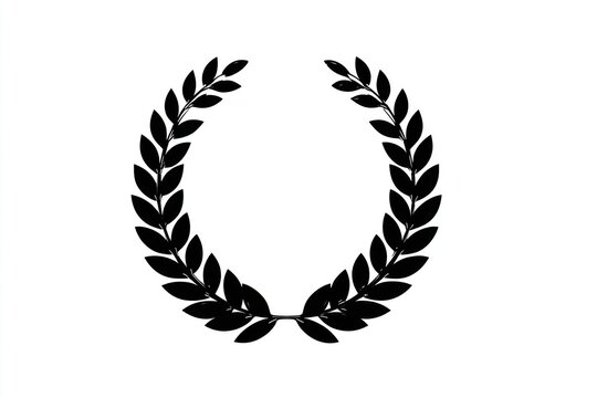Classic black silhouette of a laurel wreath symbolizing victory achievement honor and success on a clean white background