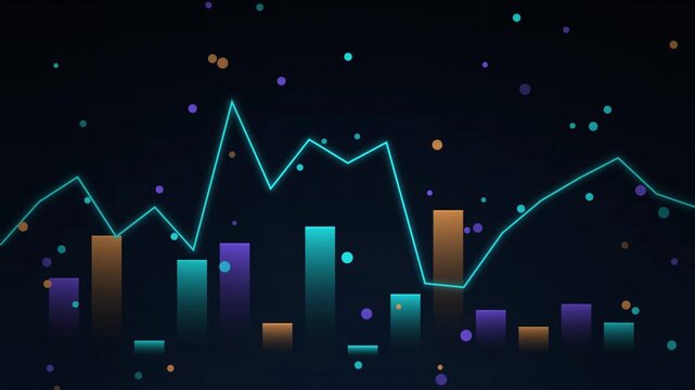 Financial data dashboard with line graph and bar chart finance business market