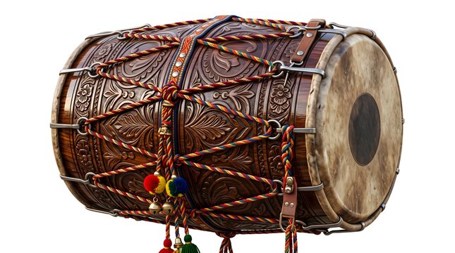 Traditional Wooden Djembe Drum with Leather Head Isolated on White Background Ethnic Percussion Musical Instrument for Rhythm and Cultural Music Concept