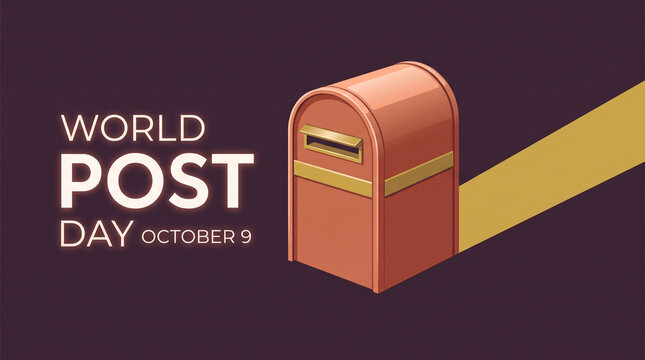 World Post Day illustration with mailbox. Postal service concept for October 9 celebration.