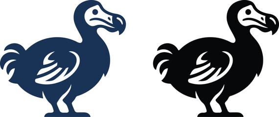 Minimal dodo bird silhouette logo design symbol representing wildlife, nature, and creative branding concepts © Shoaib