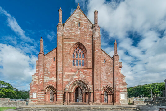Orkney Island, Kirkwall, St. Magnus Cathedral completed in the 12th century when Orkney was part of the Kingdom of Norway