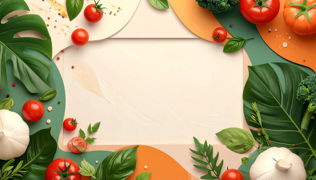 Healthy Food Border with Fresh Vegetables
