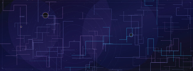 Fototapeta premium Cyberpunk digital circuit board background, futuristic blue glowing network lines, abstract technology data grid vector illustration