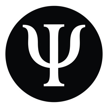 Greek letter Psi symbol inside black circle on white background