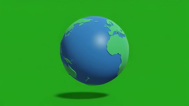 Animated Earth globe rotating slowly with continents visible against a vibrant green background