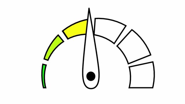 Animated Speedometer Gauge Meter Increasing Performance Indicator on White Background Loop