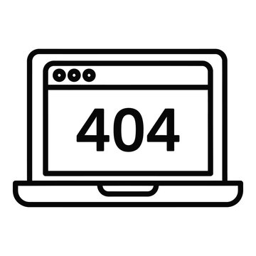 Laptop screen showing a 404 error page icon symbol