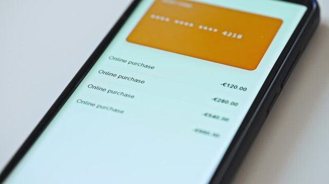 Smartphone screen showing unauthorized transactions and suspended bank account notification.