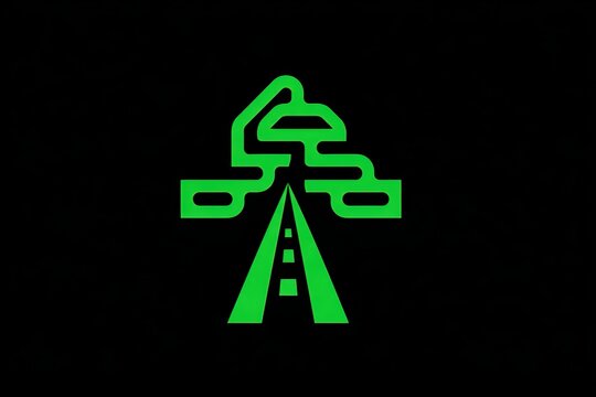 Highway Icon: A striking green icon depicts a stylized highway leading towards a destination, symbolizing travel and progress.
