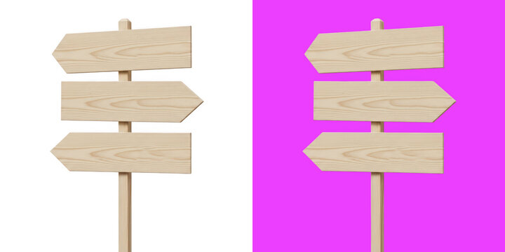 Wooden signpost with multiple directional arrows pointing in different directions