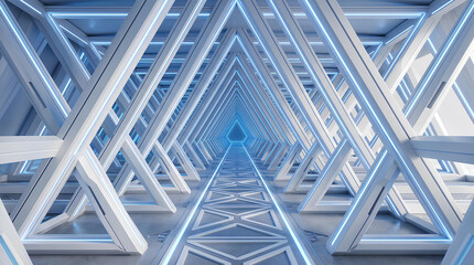 Naklejka premium White triangular light tunnel futuristic architecture