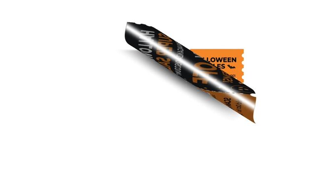 Animated Halloween Super Sale Coupon Ticket with Barcode and QR Scan Design, Perfect for Seasonal Promotions, Retail Discounts, E-commerce Campaigns, Mobile Apps, and Marketing Videos