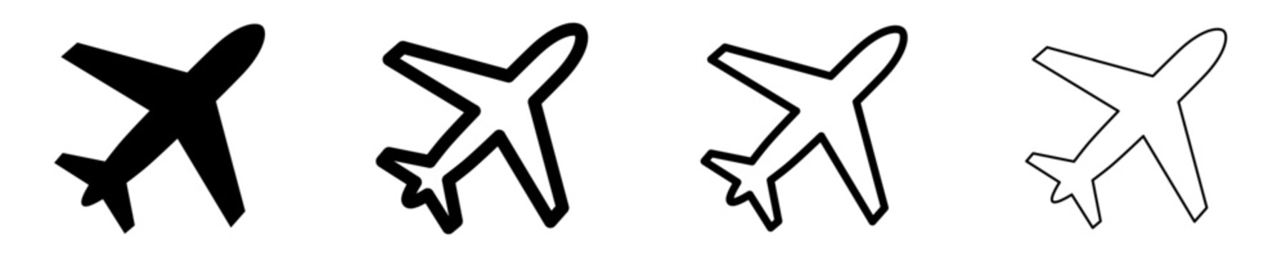 Airplane mixed style icon set for travel and aviation