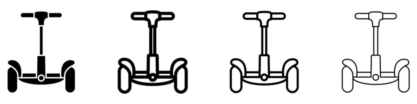 Self-balancing scooter flat icon set for urban transport