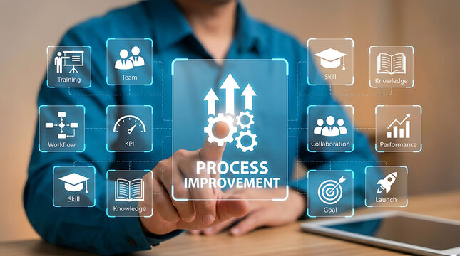 Business Process Improvement Concept with Digital Interface Icons