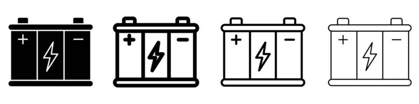 Car battery solid glyph icon for vehicle power