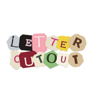 Colorful ransom note style letters on paper scraps