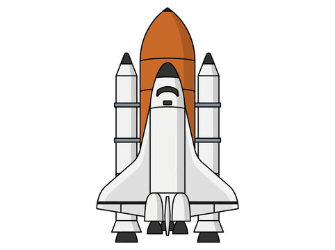 Space Shuttle Vector Illustration with Rocket Boosters and External Fuel Tank