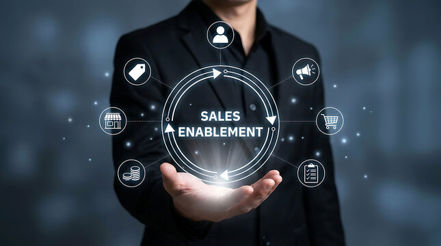 Sales enablement strategy cycle business growth technology process concept