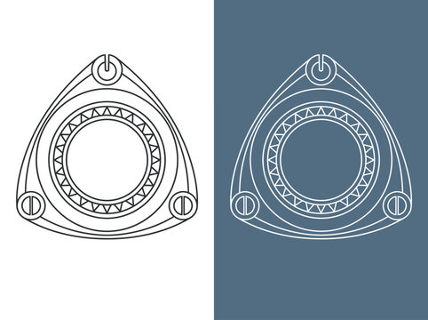 Rotary Wankel Engine Rotor Vector Line Art Set