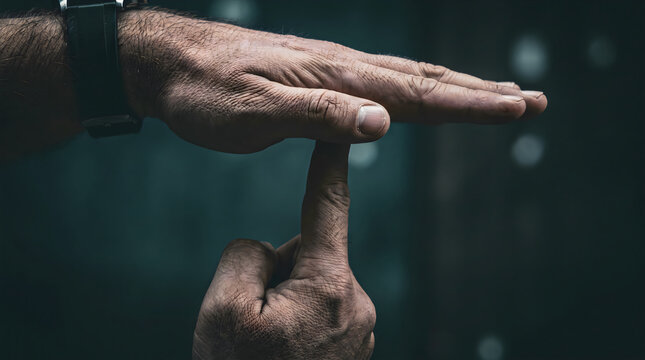 Male Hands Making Time Out Gesture Close Up
