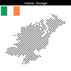 Obraz premium Map of Ireland region Donegal in medium sized cross shaped dots
