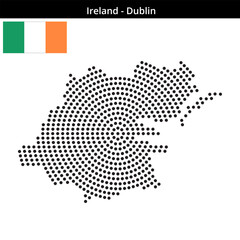 Fototapeta premium Map of Ireland region Dublin in concentric medium dots
