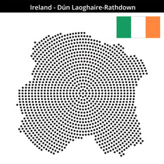 Fototapeta premium Map of Ireland region Dún-Laoghaire-Rathdown in concentric medium dots