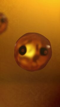 Orange Blue Fish Eggs Floating in Cinematic Undersea World - Vertical