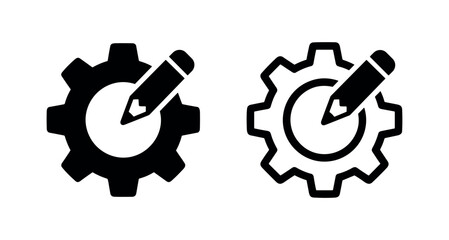 Naklejka na ściany i meble Edit settings icon vector, customize configuration symbol with gear and pencil