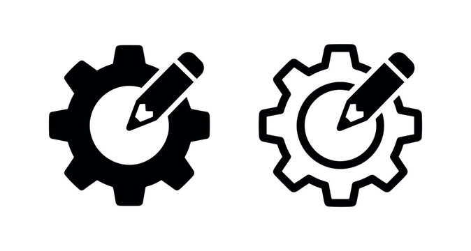Edit settings icon vector, customize configuration symbol with gear and pencil