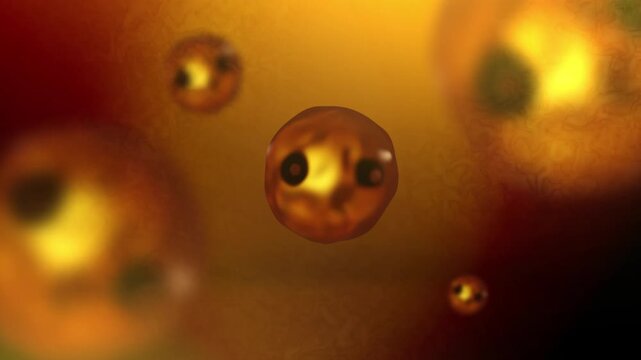 Orange Blue Fish Eggs Floating in Cinematic Undersea World