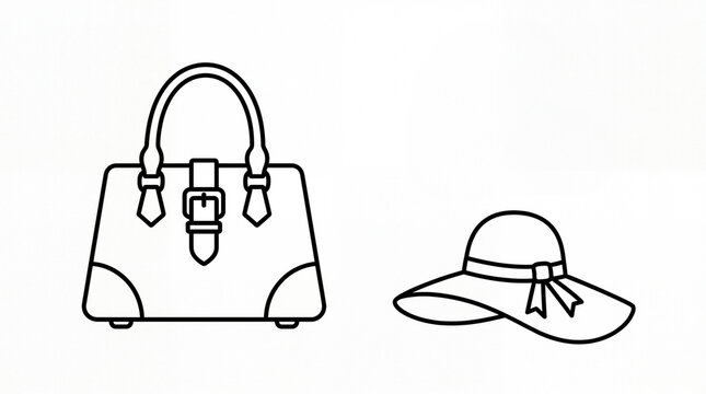 vector illustration of a handbag  and hat