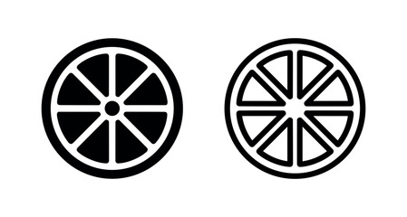 Obraz premium Citrus Fruit Slice Icon, Orange or Lemon Section Vector Illustration for Food and Drink Concepts