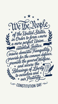 We the People Preamble US Constitution Day Calligraphy with Quill
