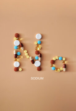 Sodium Na Symbol Made of Colorful Vitamins and Pills