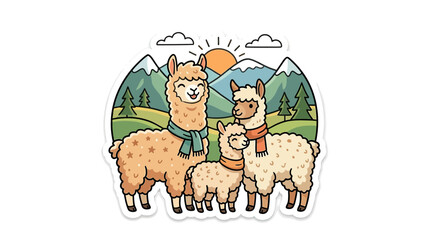 Cute Alpaca Family in Mountain Landscape © doreng