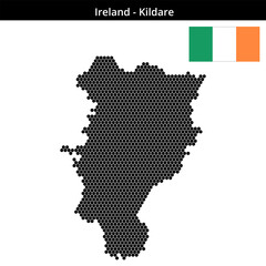 Obraz premium Map of Ireland region Kildare in small hexagonal dots