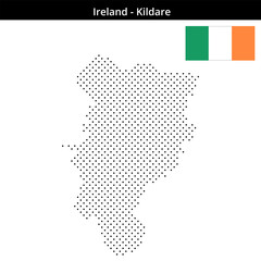 Fototapeta premium Map of Ireland region Kildare in small cross shaped dots
