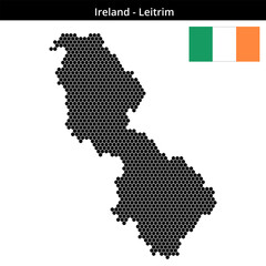 Obraz premium Map of Ireland region Leitrim in small hexagonal dots