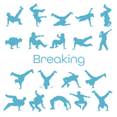 ブレイクダンス シルエット セット 10種類 | Breakdance Silhouette Collection, Hip Hop Dance Moves, B-boy, Street Dance Vector Icons