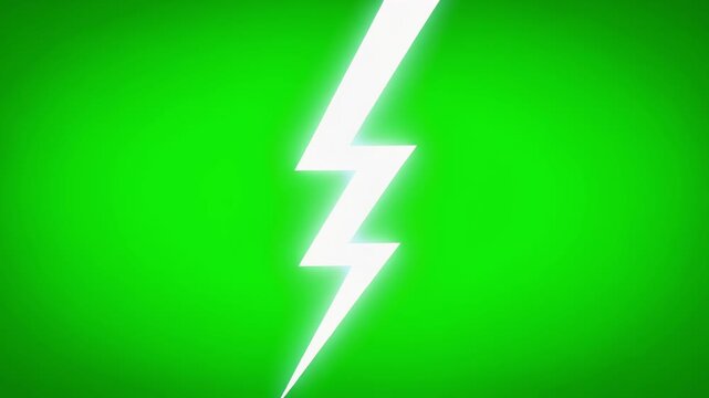 Dynamic Electric Energy of Vibrant Green Lightning Bolt Flashes Against Glowing Background